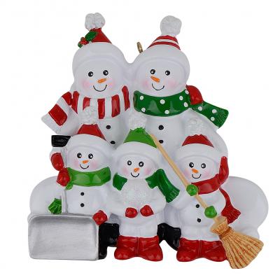 Sweeping Snowman Family of 5	