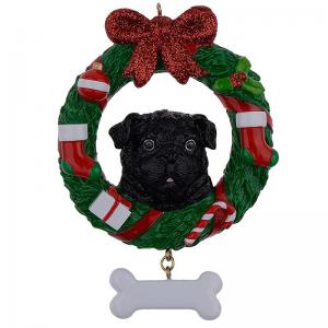 Black Pug Wreath