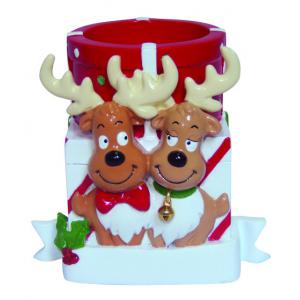 Reindeer Couple Candle Holder Small