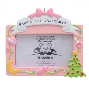 Baby's 1st Christmas Photo Frame/Pink